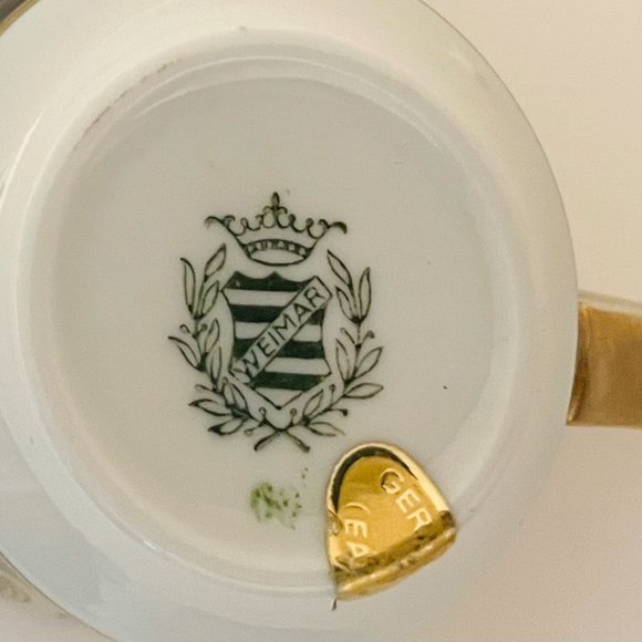 Echt Weimar Kobalt Gold Porzellan Teacup Saucer Made In German Democratic Republ - Picture 2 of 9